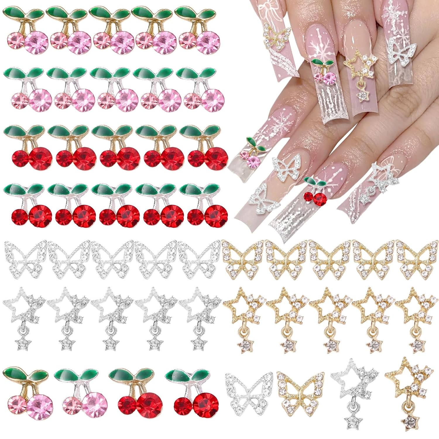 Nail Art Valentines Day - 40 Buah Jimat Permata Kuku Campuran,
