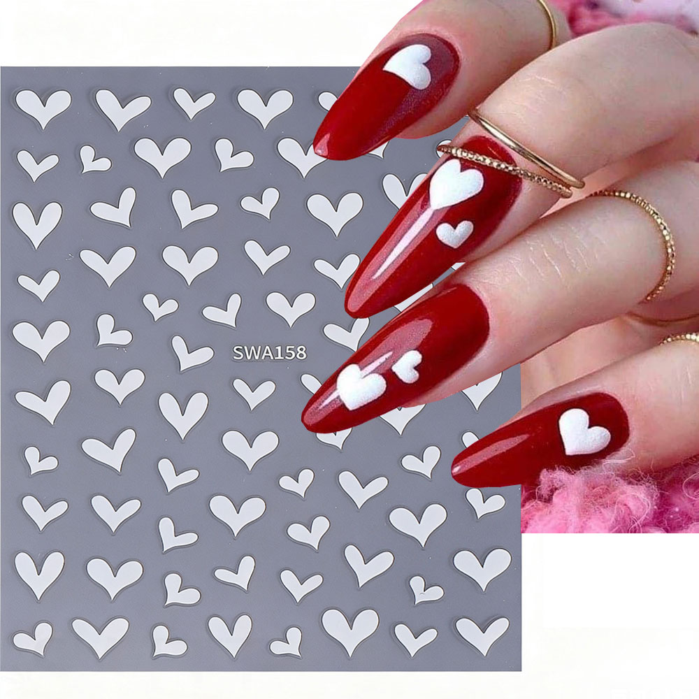 Nail Art Valentines Day - Stiker Seni Kuku Hari Valentine Hati