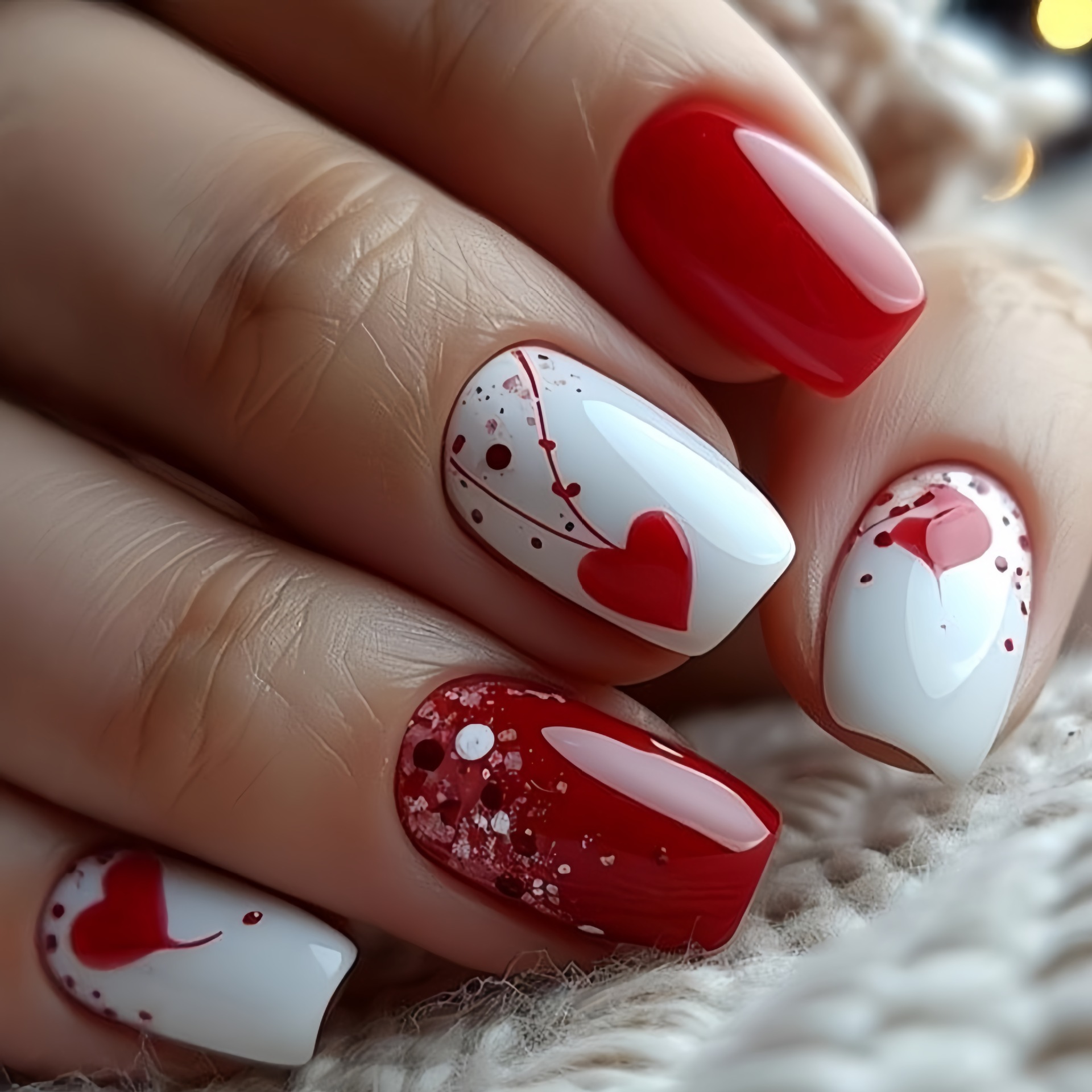 Nail Art Pink - Kuku palsu pendek sedang untuk wanita