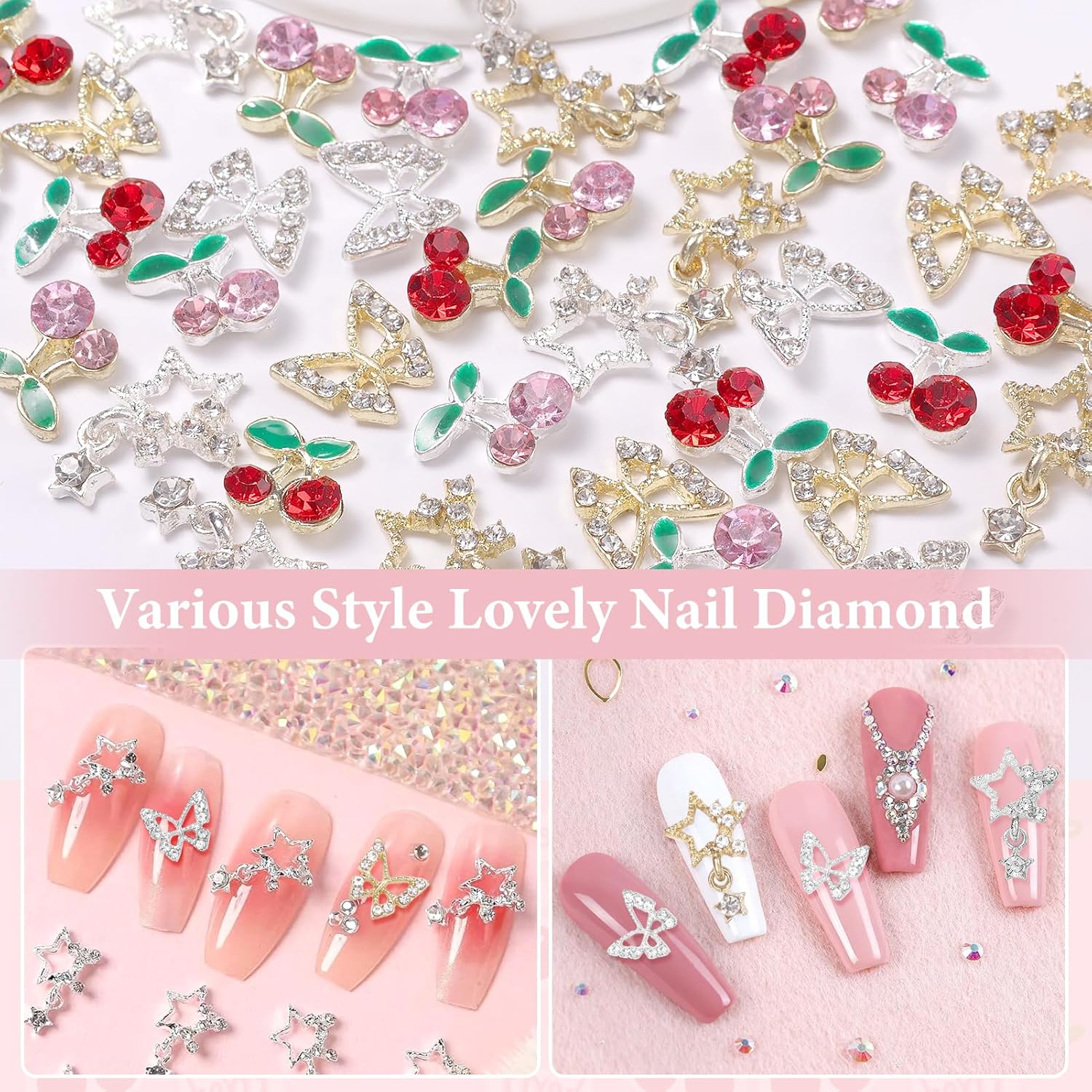 40 Buah Jimat Permata Kuku Cam - Nail Art Valentines Day ulasan dan harga
