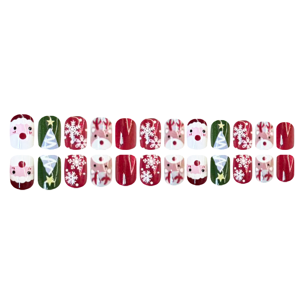 Kuku Palsu Natal Motif Santa,  - Nail Art Press On ulasan dan harga