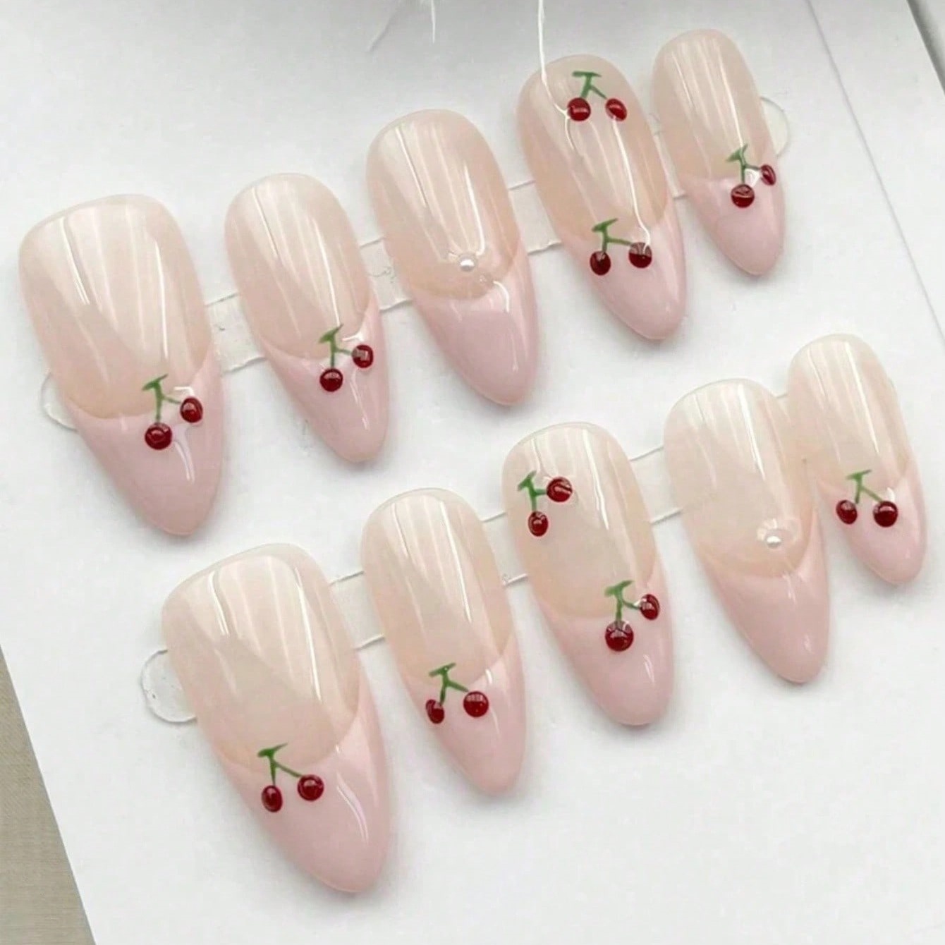 10pcs Kuku Palsu Almond Medium - Nail Art Pink ulasan dan harga