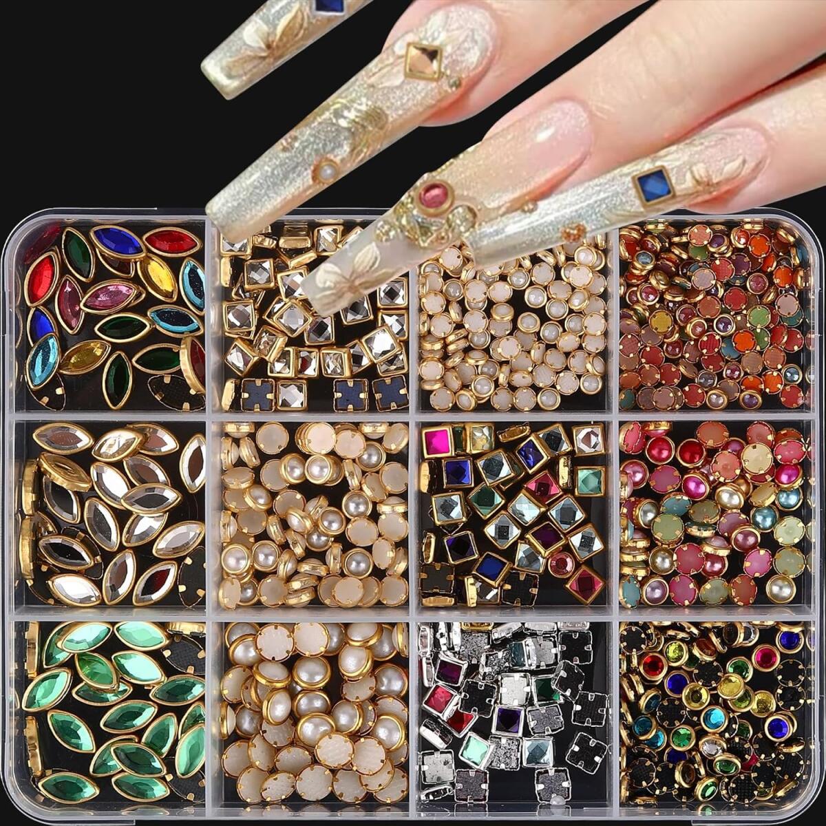 1 Kotak Perhiasan Rhinestone K - Nail Art Valentines Day ulasan dan harga