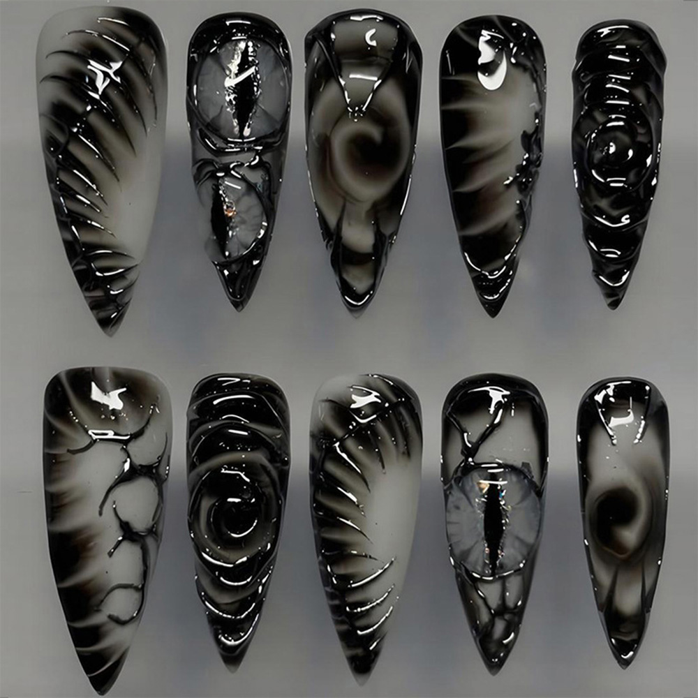 Kuku Palsu Stiletto Gothic 30P - Nail Art Press On ulasan dan harga
