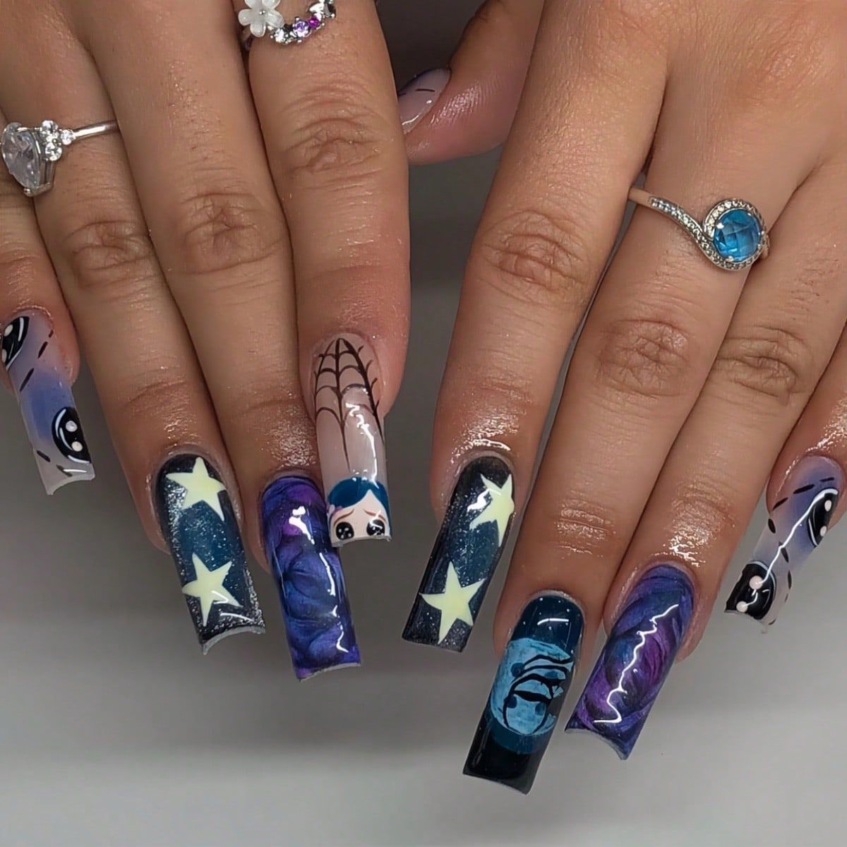 24 buah Y2k bintang grafiti Te - Nail Art Press On ulasan dan harga