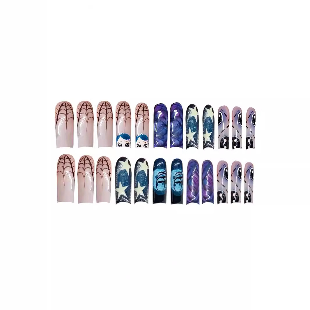 24 buah Y2k bintang grafiti Te - Nail Art Press On ulasan dan harga