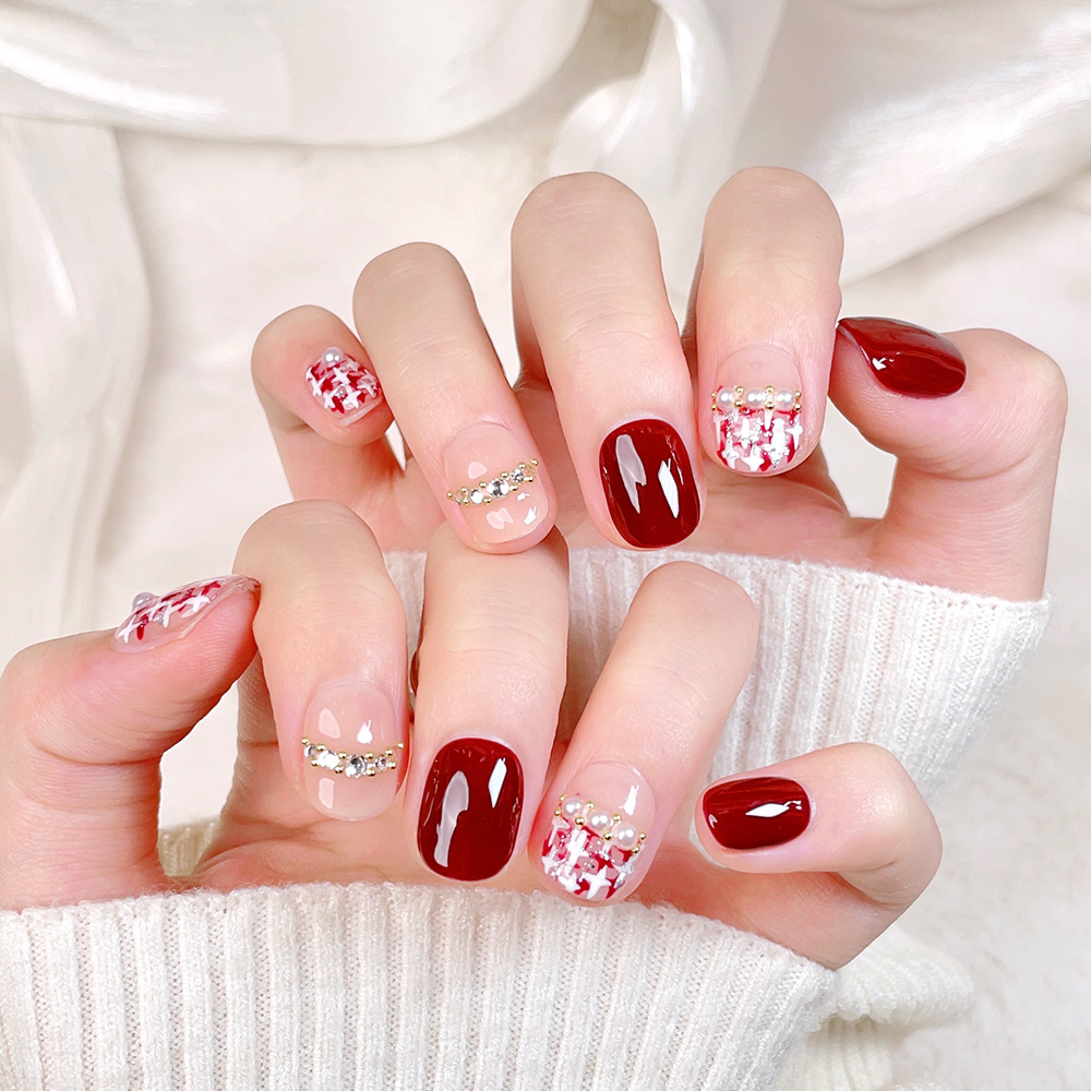 10pcs Kuku Palsu Pendek Perseg - Nail Art Press On ulasan dan harga