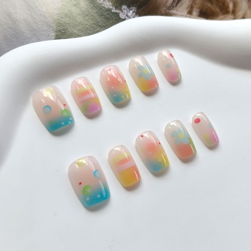 10Pcs Kuku Palsu Warna-warni P - Nail Art Ombre ulasan dan harga